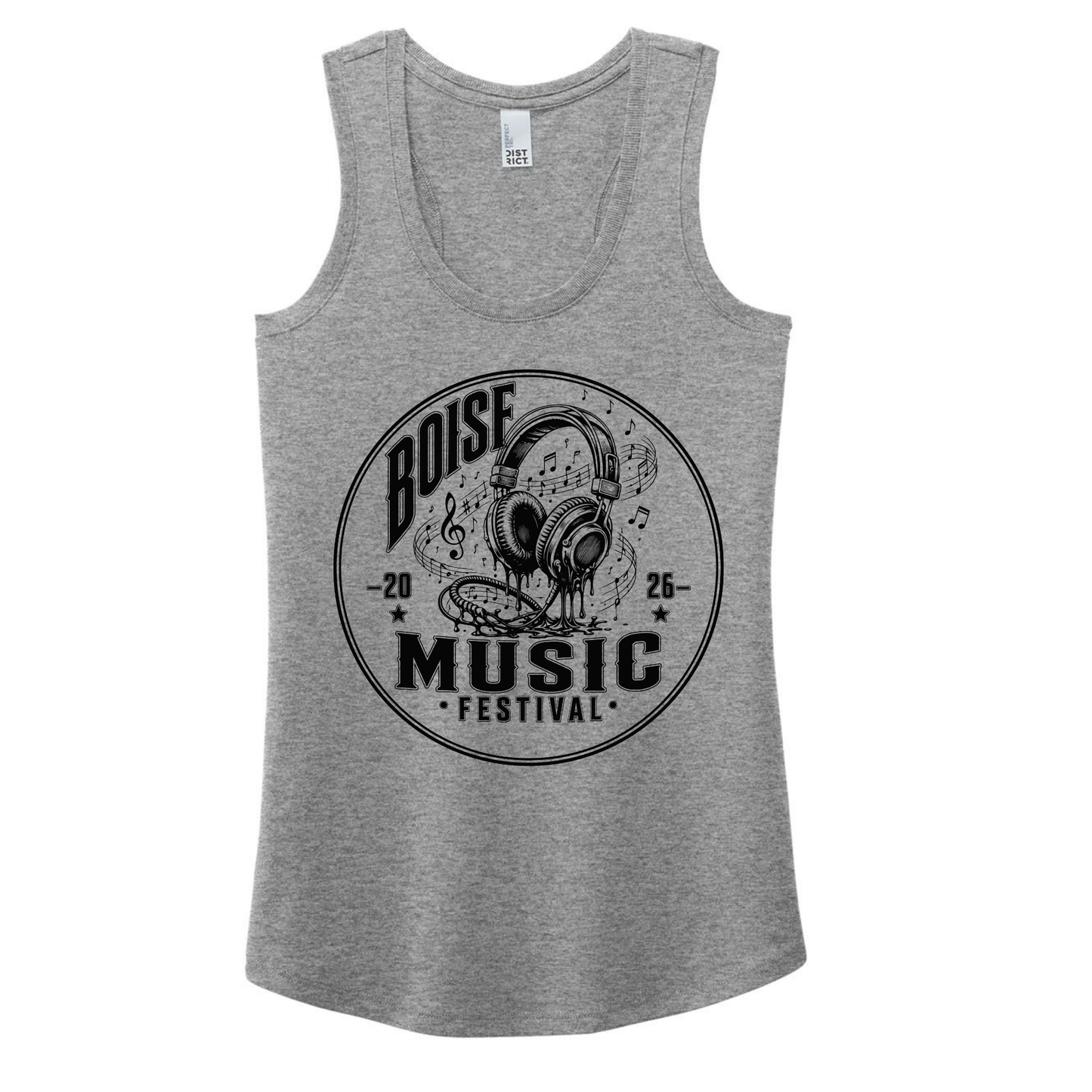 BMF 2026 - District® Women’s Perfect Tri® Racerback Tank - GREY FROST
