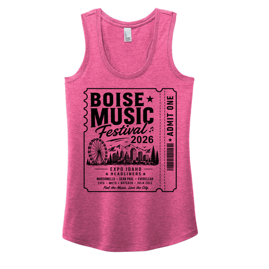 BMF 2026 - District® Women’s Perfect Tri® Racerback Tank - FUCHSIA FROST