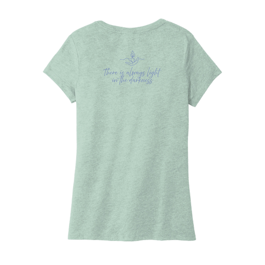 Light the Night for Hope - Women's V-Neck Tee - Heathered Dusty Sage