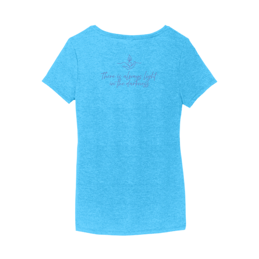 Light the Night for Hope - Women's V-Neck Tee - Turquoise Frost