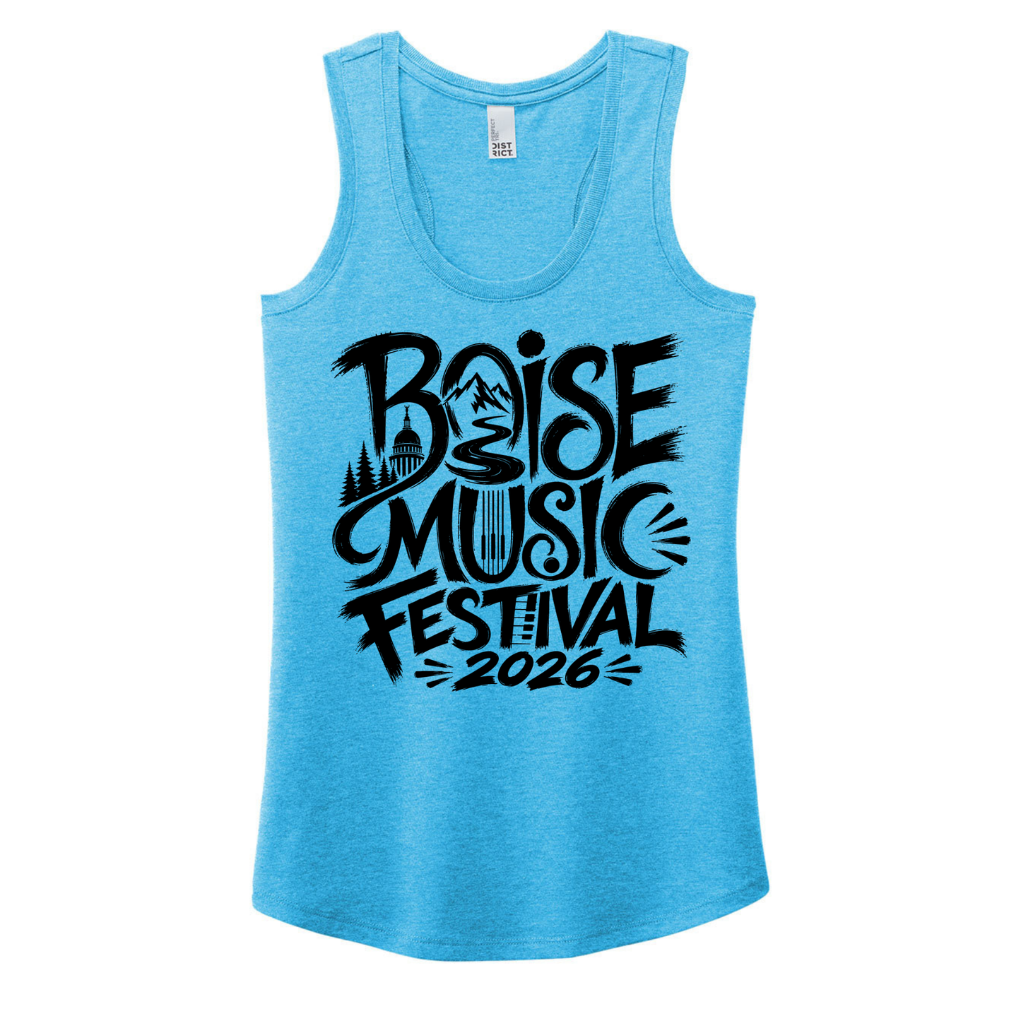 BMF 2026 - District® Women’s Perfect Tri® Racerback Tank - TURQUOISE FROST