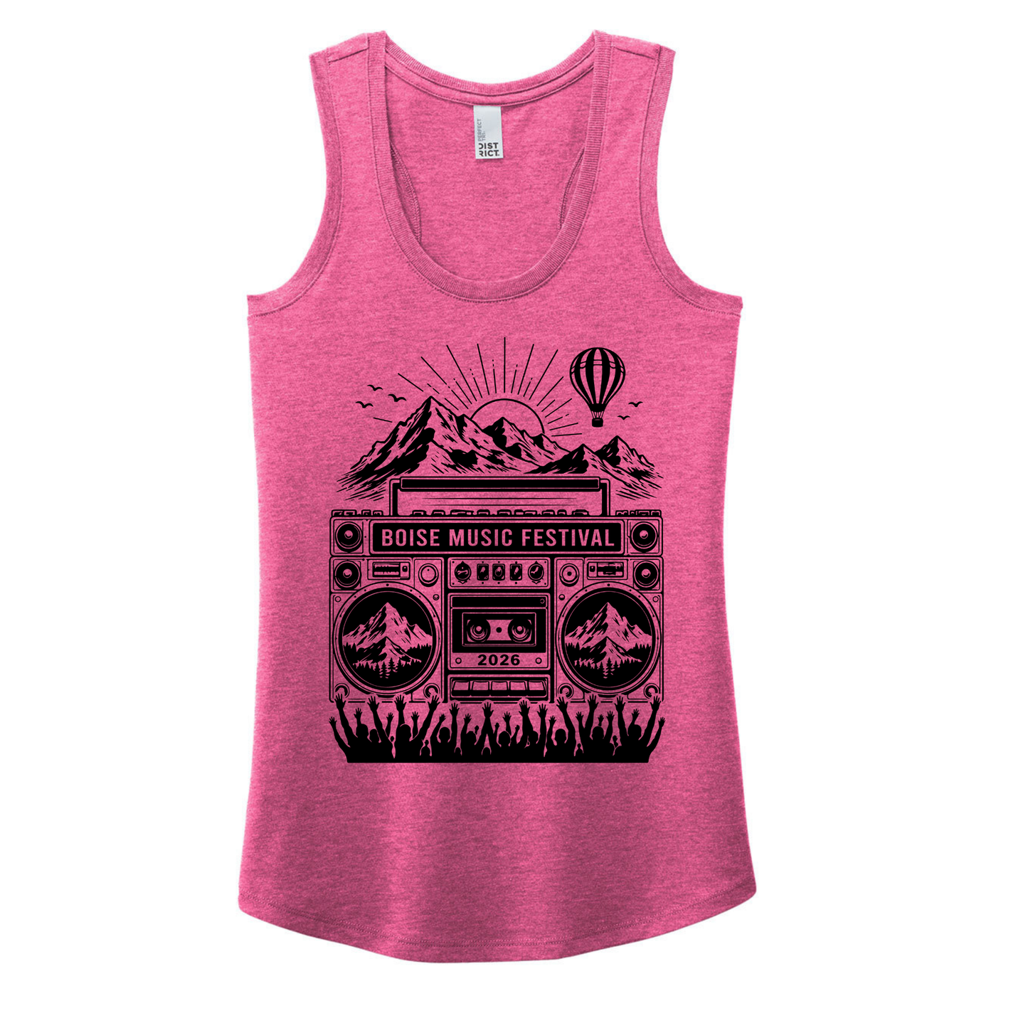 BMF 2026 - District® Women’s Perfect Tri® Racerback Tank - FUCHSIA FROST