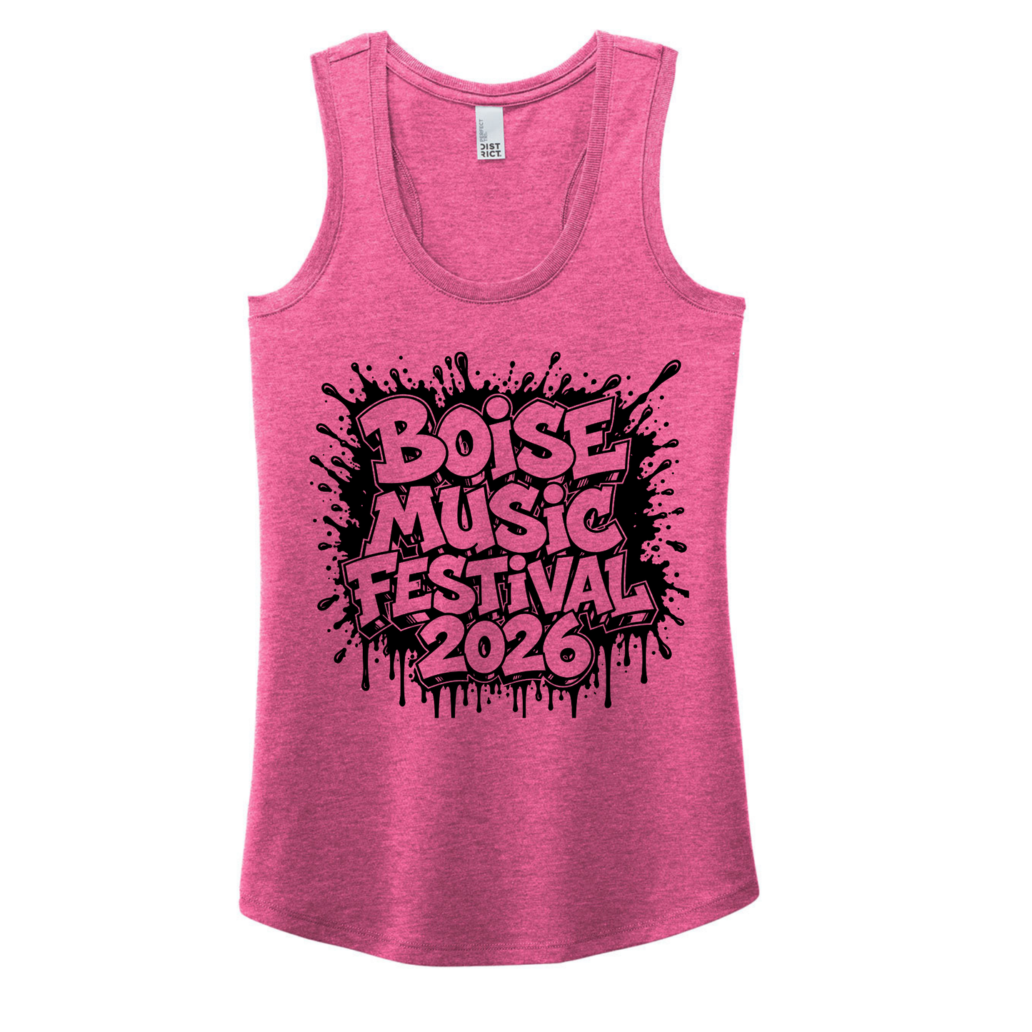 BMF 2026 - District® Women’s Perfect Tri® Racerback Tank - FUCHSIA FROST