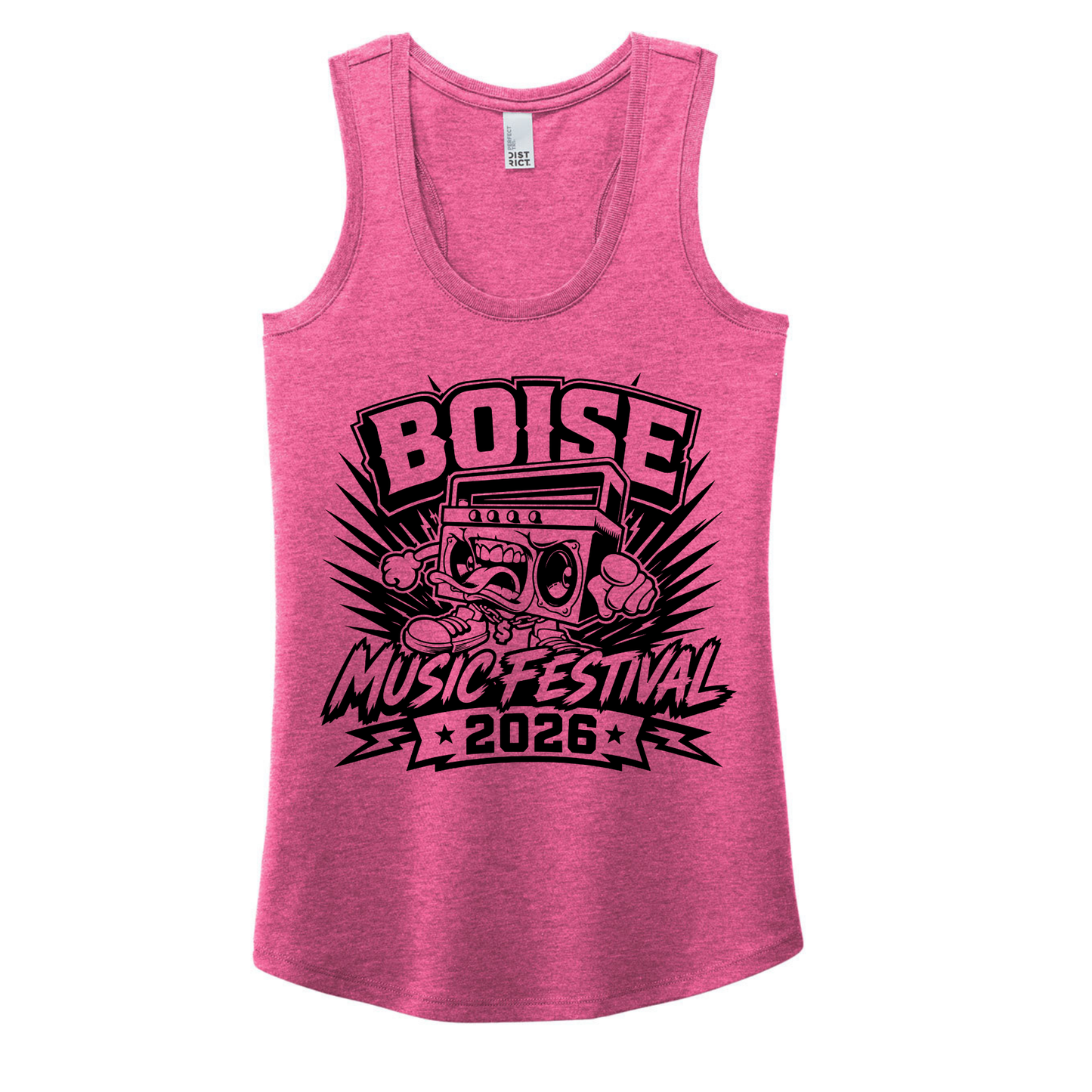 BMF 2026 - District® Women’s Perfect Tri® Racerback Tank - FUCHSIA FROST
