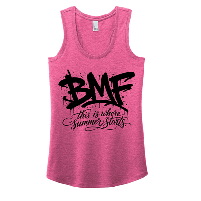 BMF 2026 - District® Women’s Perfect Tri® Racerback Tank - FUCHSIA FROST