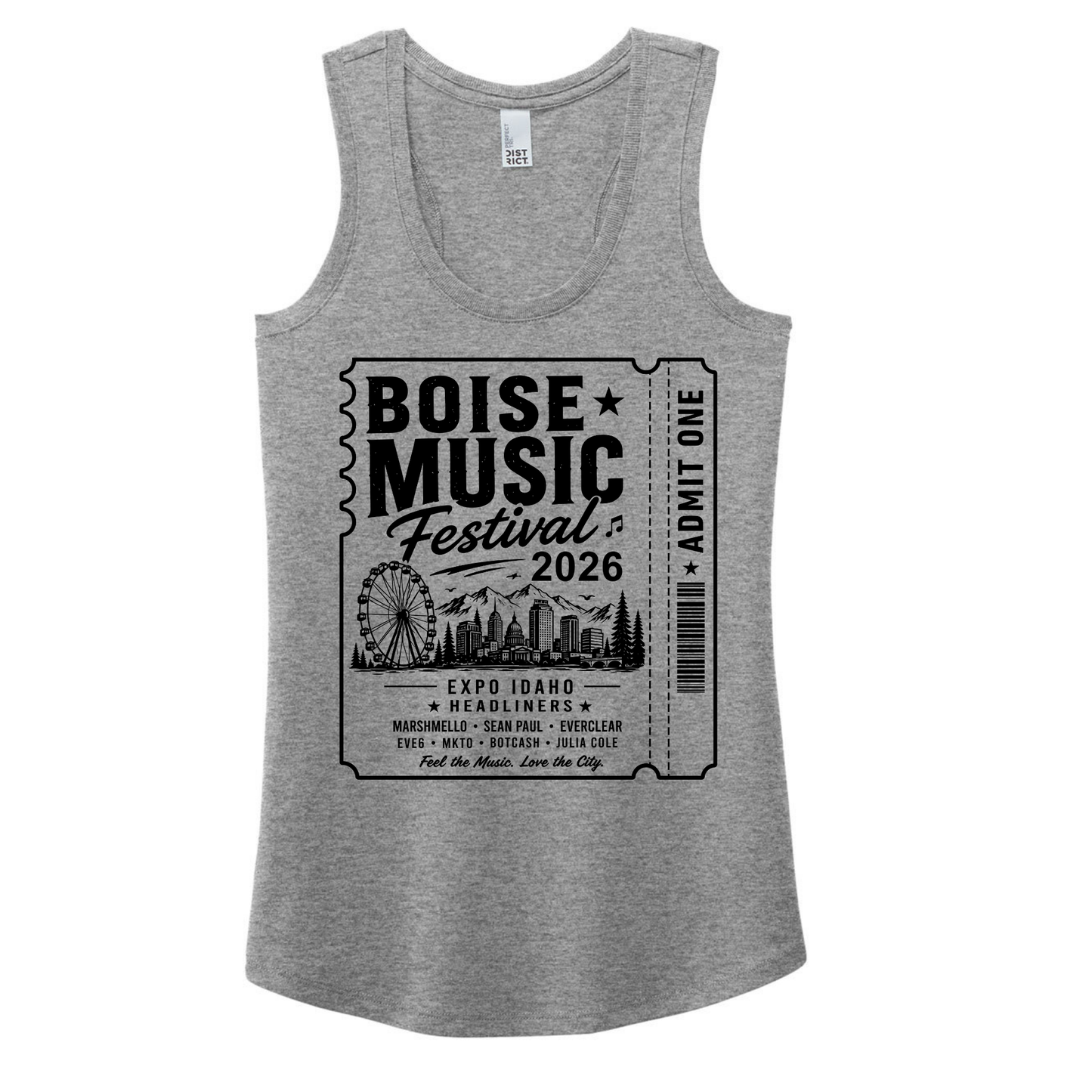 BMF 2026 - District® Women’s Perfect Tri® Racerback Tank - GREY FROST
