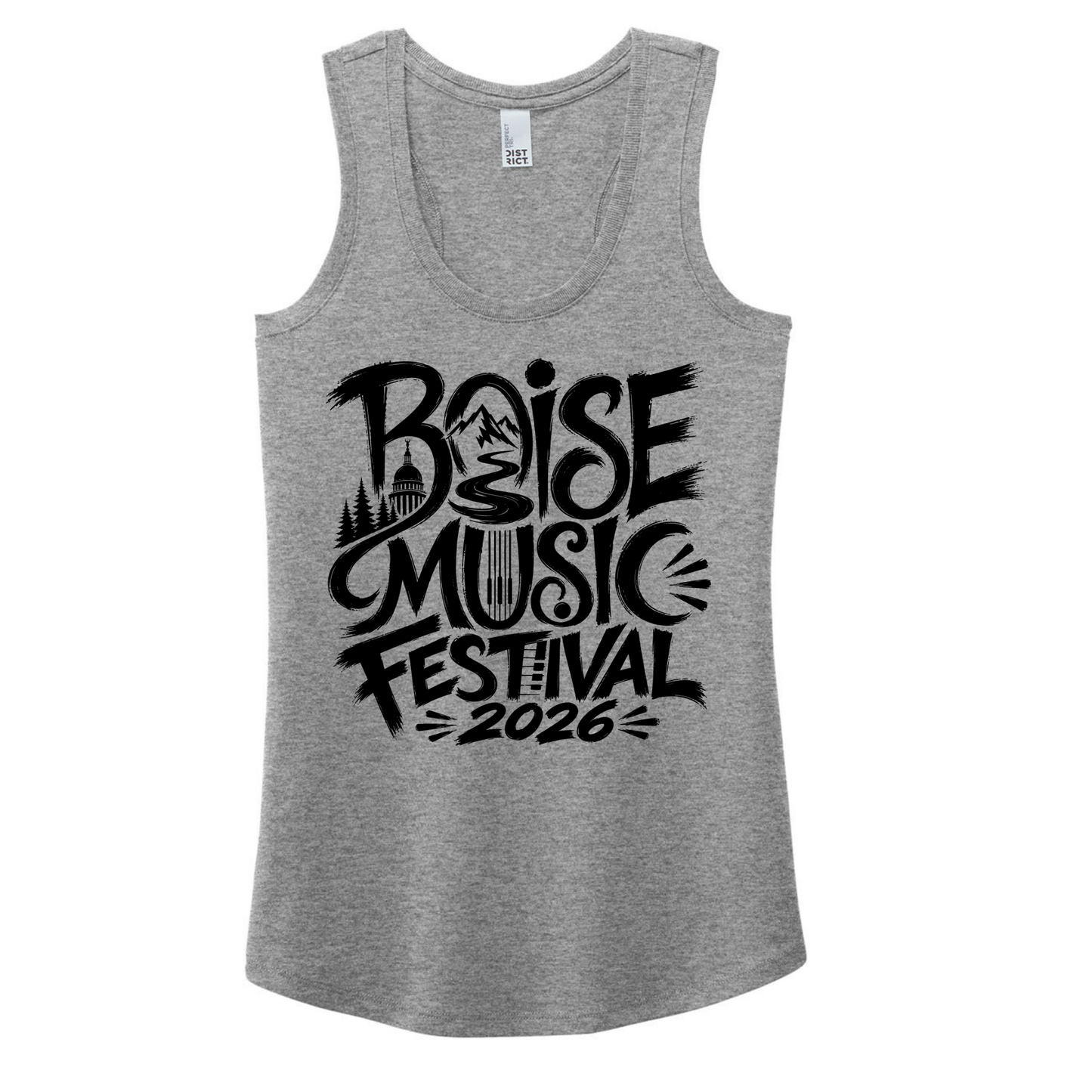 BMF 2026 - District® Women’s Perfect Tri® Racerback Tank - GREY FROST