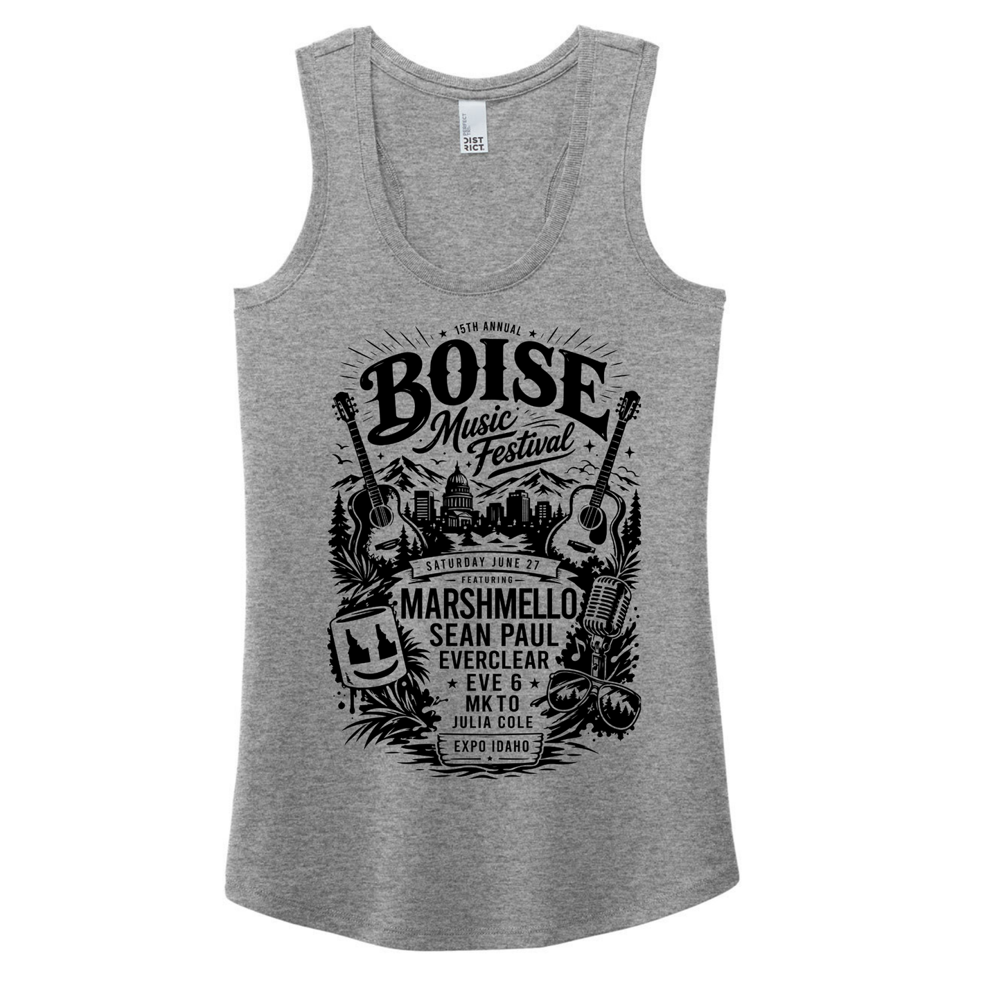 BMF 2026 - District® Women’s Perfect Tri® Racerback Tank - GREY FROST