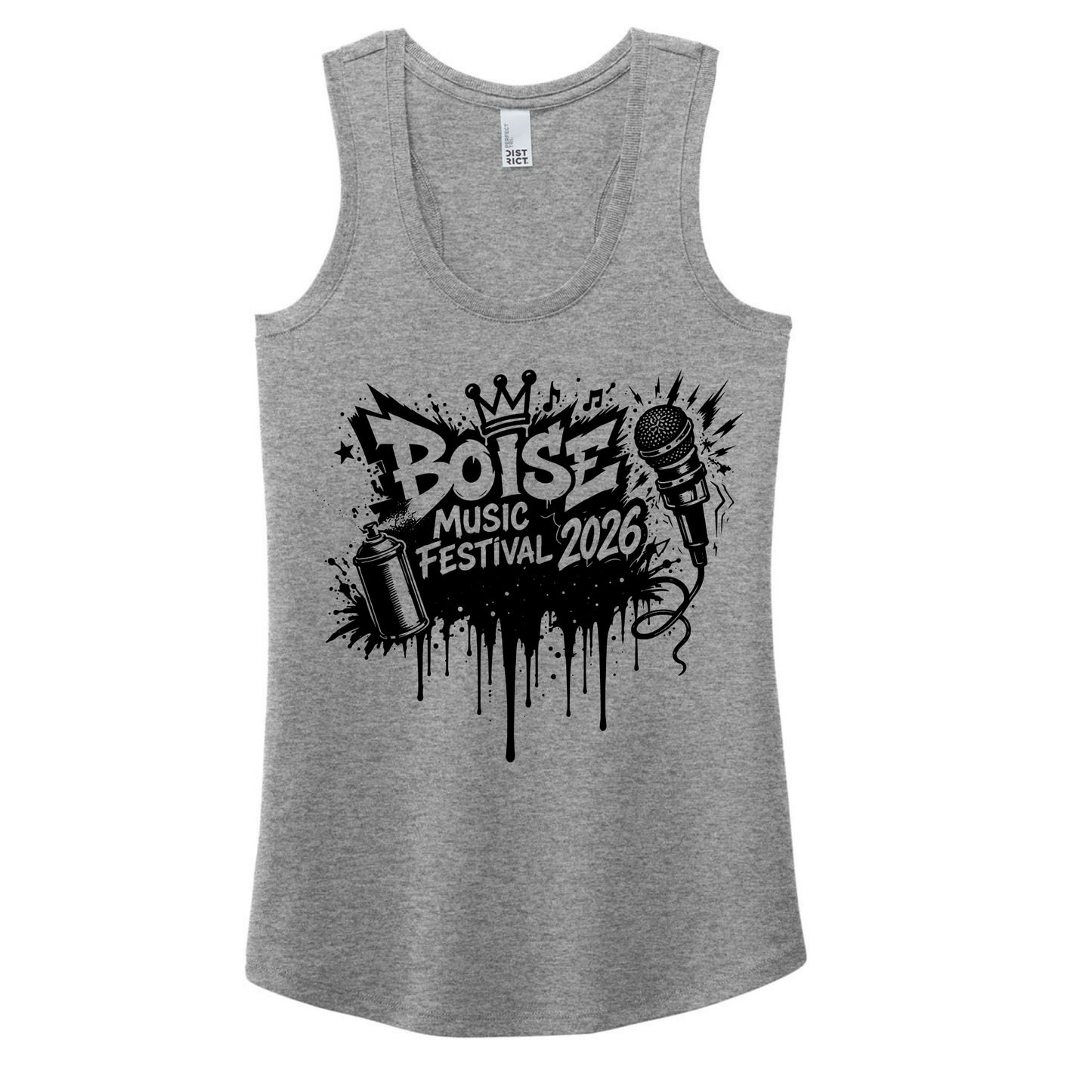 BMF 2026 - District® Women’s Perfect Tri® Racerback Tank - GREY FROST