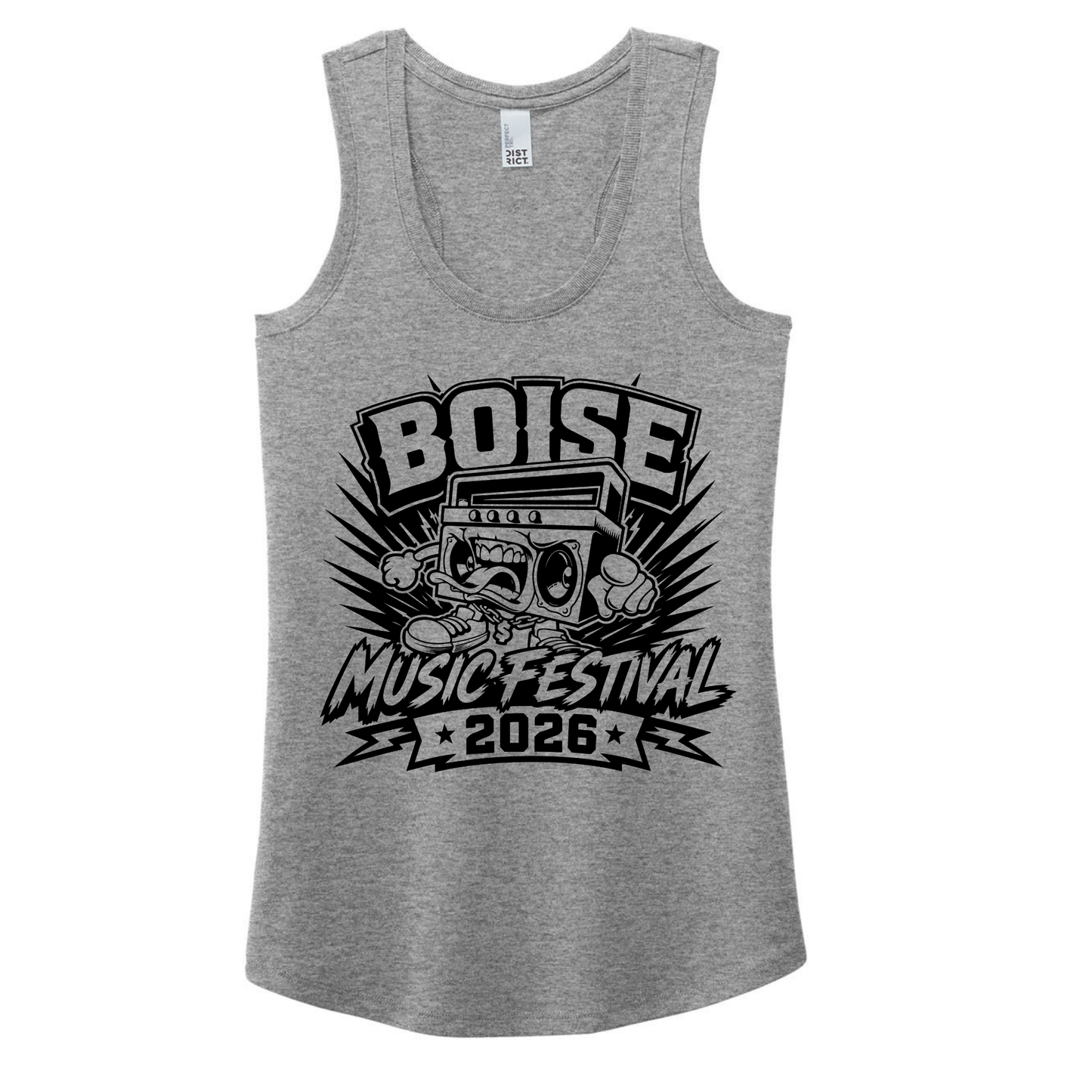 BMF 2026 - District® Women’s Perfect Tri® Racerback Tank - GREY FROST