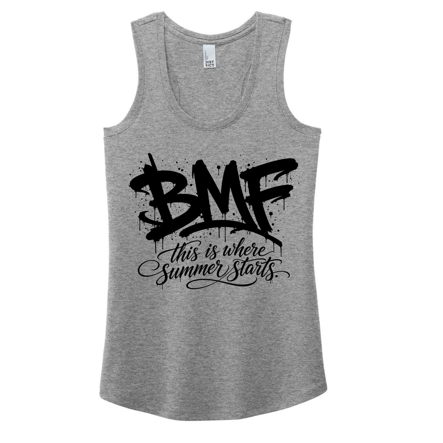 BMF 2026 - District® Women’s Perfect Tri® Racerback Tank - GREY FROST