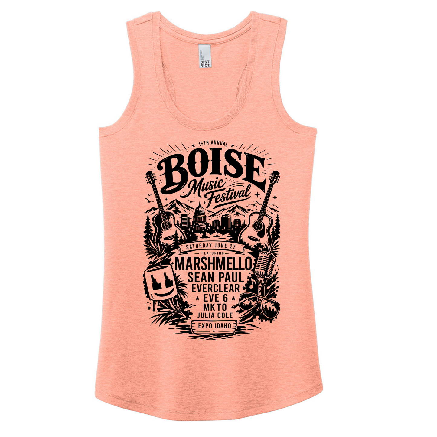 BMF 2026 - District® Women’s Perfect Tri® Racerback Tank - HEATHERED DUSTY PEACH