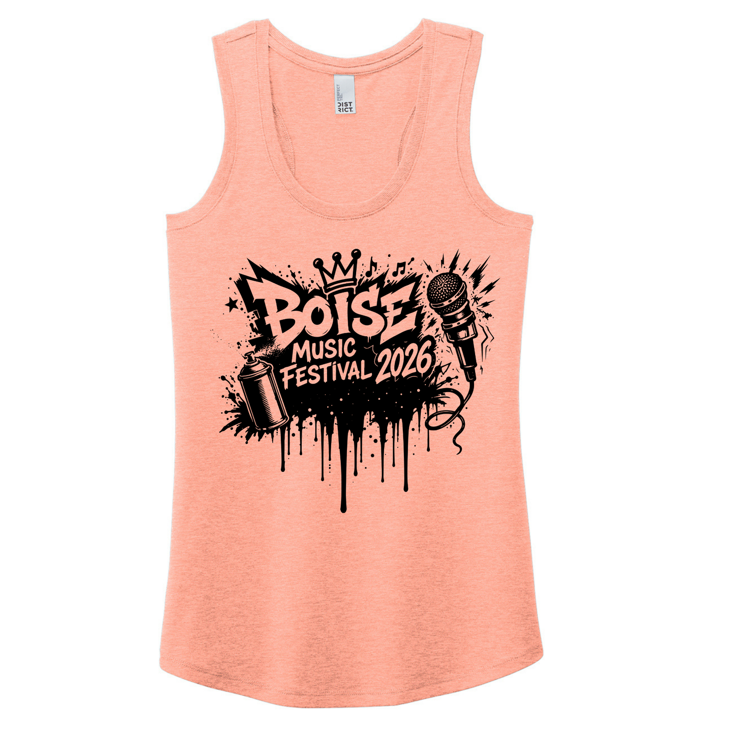 BMF 2026 - District® Women’s Perfect Tri® Racerback Tank - HEATHERED DUSTY PEACH