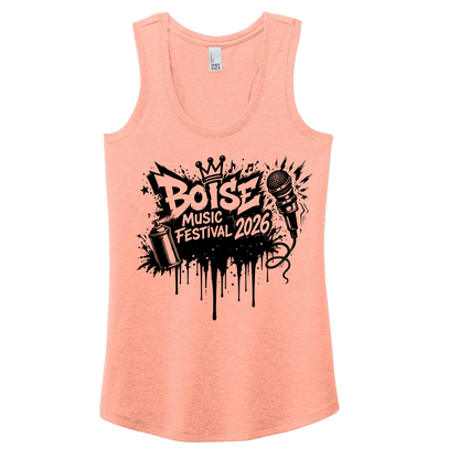 BMF 2026 - District® Women’s Perfect Tri® Racerback Tank - HEATHERED DUSTY PEACH