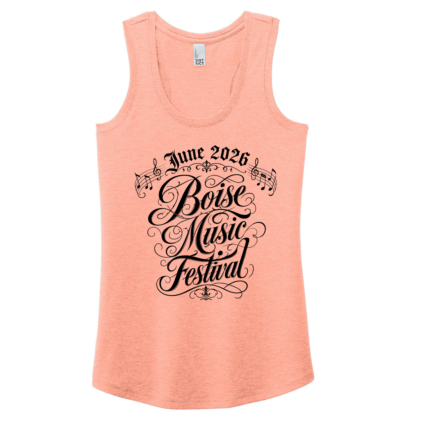 BMF 2026 - District® Women’s Perfect Tri® Racerback Tank - HEATHERED DUSTY PEACH