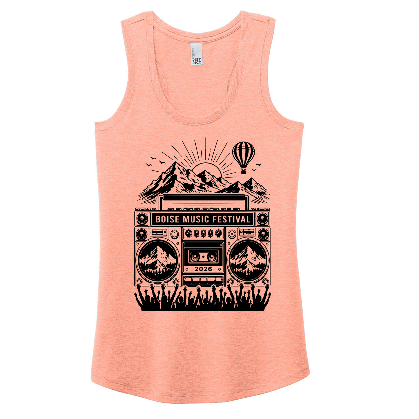 BMF 2026 - District® Women’s Perfect Tri® Racerback Tank - HEATHERED DUSTY PEACH