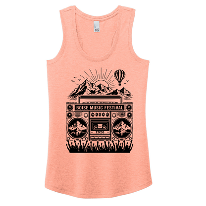 BMF 2026 - District® Women’s Perfect Tri® Racerback Tank - HEATHERED DUSTY PEACH