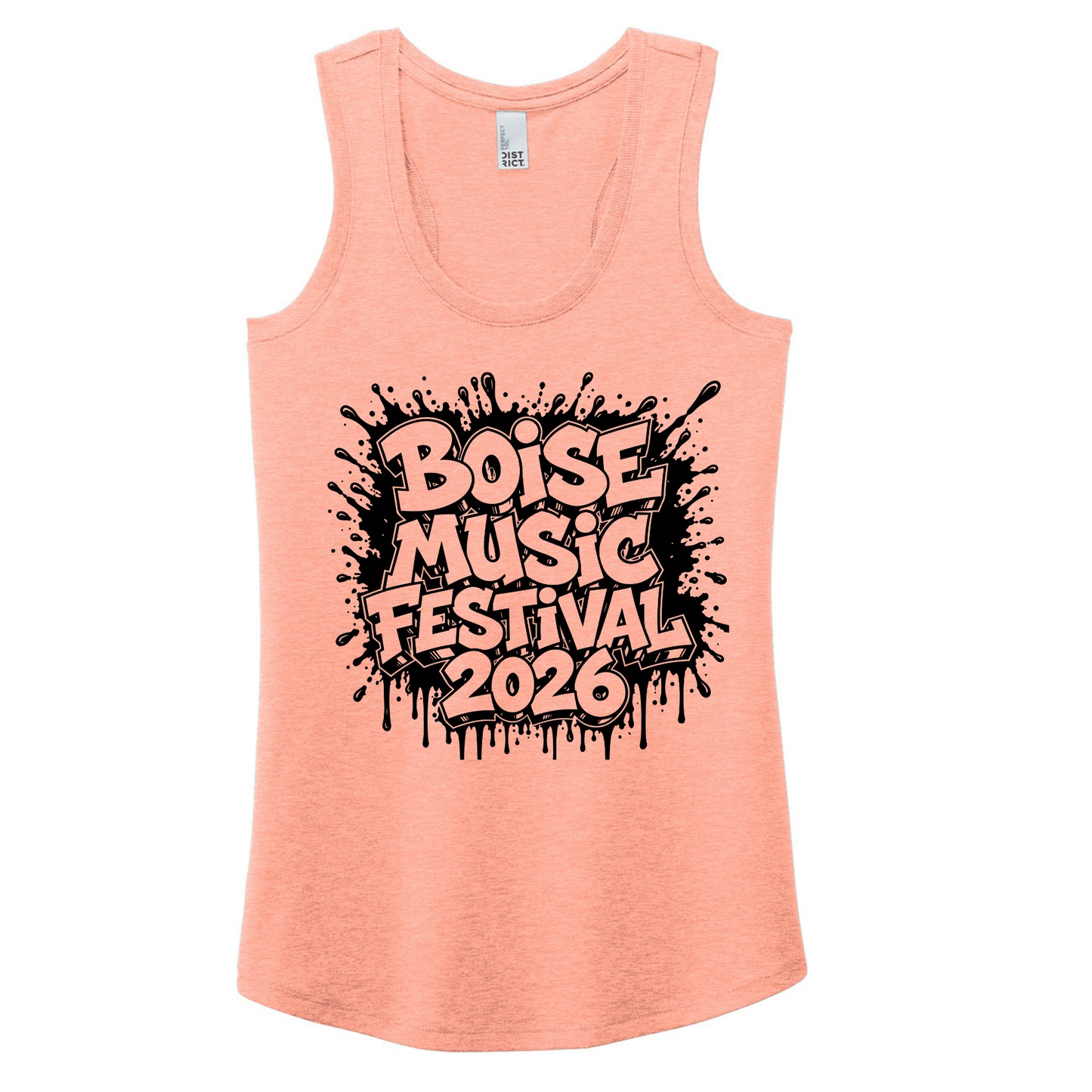 BMF 2026 - District® Women’s Perfect Tri® Racerback Tank - HEATHERED DUSTY PEACH
