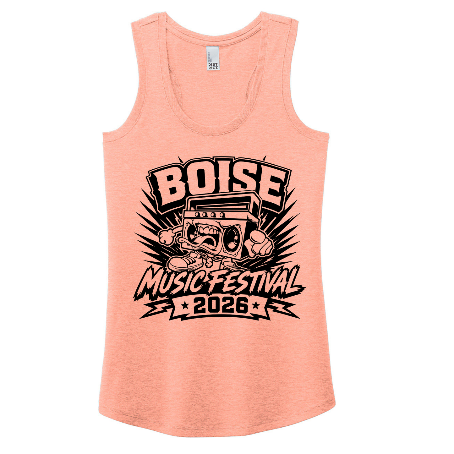 BMF 2026 - District® Women’s Perfect Tri® Racerback Tank - HEATHERED DUSTY PEACH