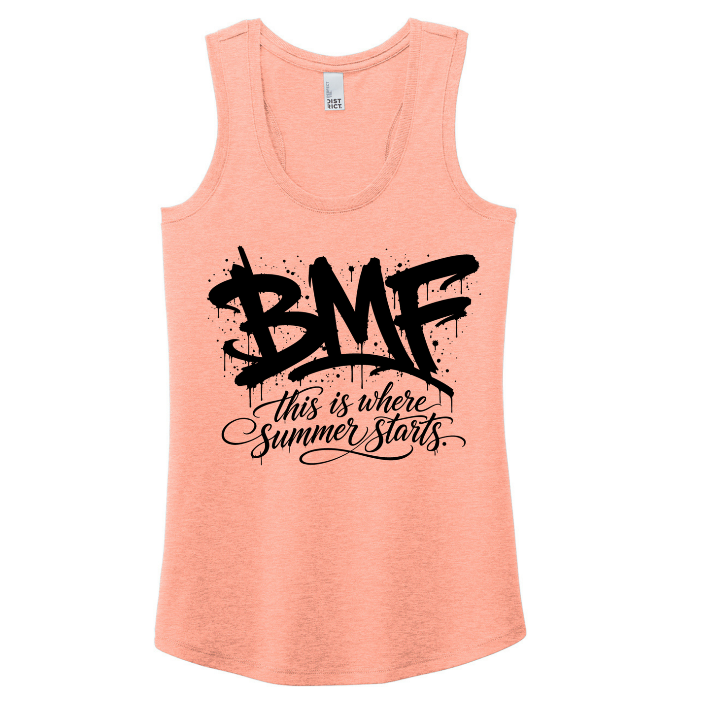 BMF 2026 - District® Women’s Perfect Tri® Racerback Tank - HEATHERED DUSTY PEACH