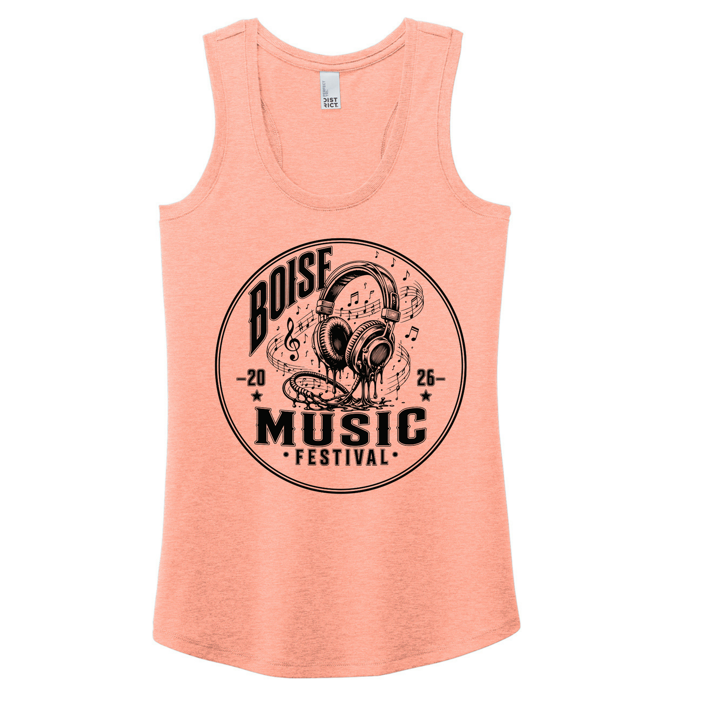 BMF 2026 - District® Women’s Perfect Tri® Racerback Tank - HEATHERED DUSTY PEACH