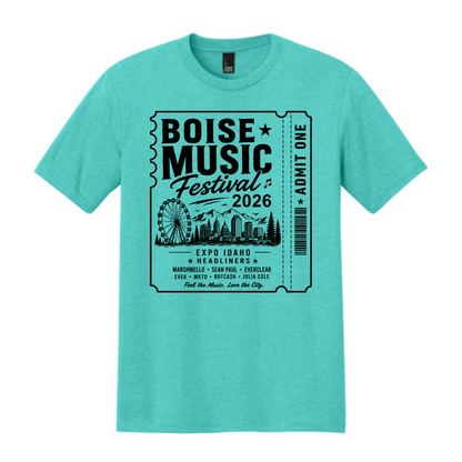 BMF 2026 - District® Perfect Tri® Tee - AQUA HEATHER