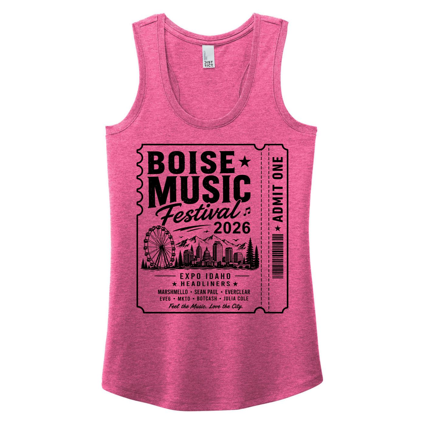 BMF 2026 - District® Women’s Perfect Tri® Racerback Tank - FUCHSIA FROST