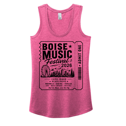 BMF 2026 - District® Women’s Perfect Tri® Racerback Tank - FUCHSIA FROST