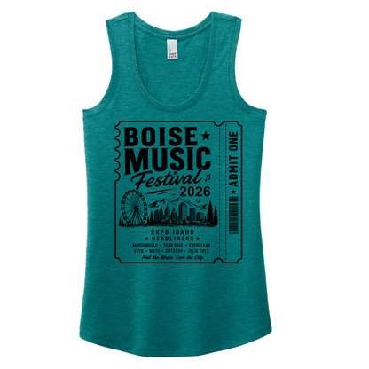 BMF 2026 - District® Women’s Perfect Tri® Racerback Tank - HEATHERED TEAL