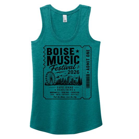 BMF 2026 - District® Women’s Perfect Tri® Racerback Tank - HEATHERED TEAL