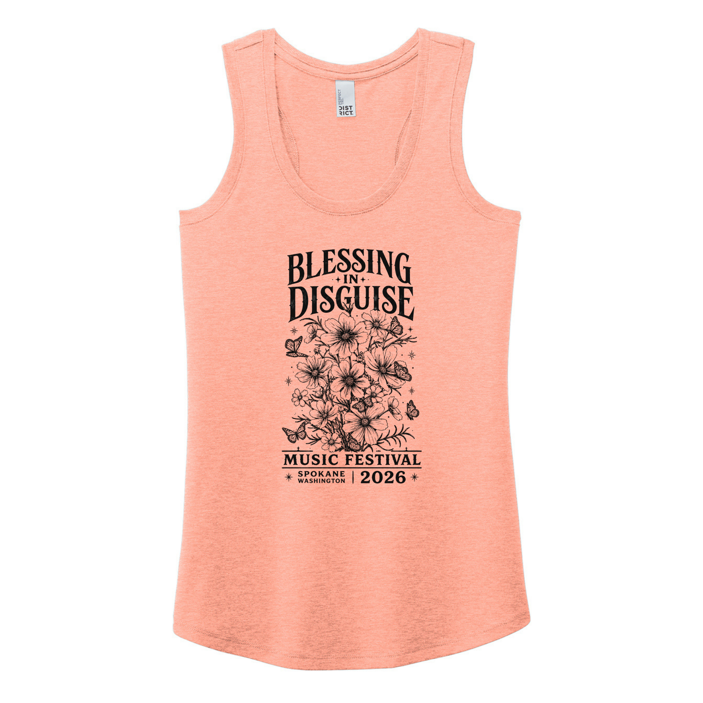 BID 2026 - District® Women’s Perfect Tri® Racerback Tank - HEATHER DUSTY PEACH