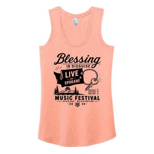 BID 2026 - District® Women’s Perfect Tri® Racerback Tank - HEATHER DUSTY PEACH