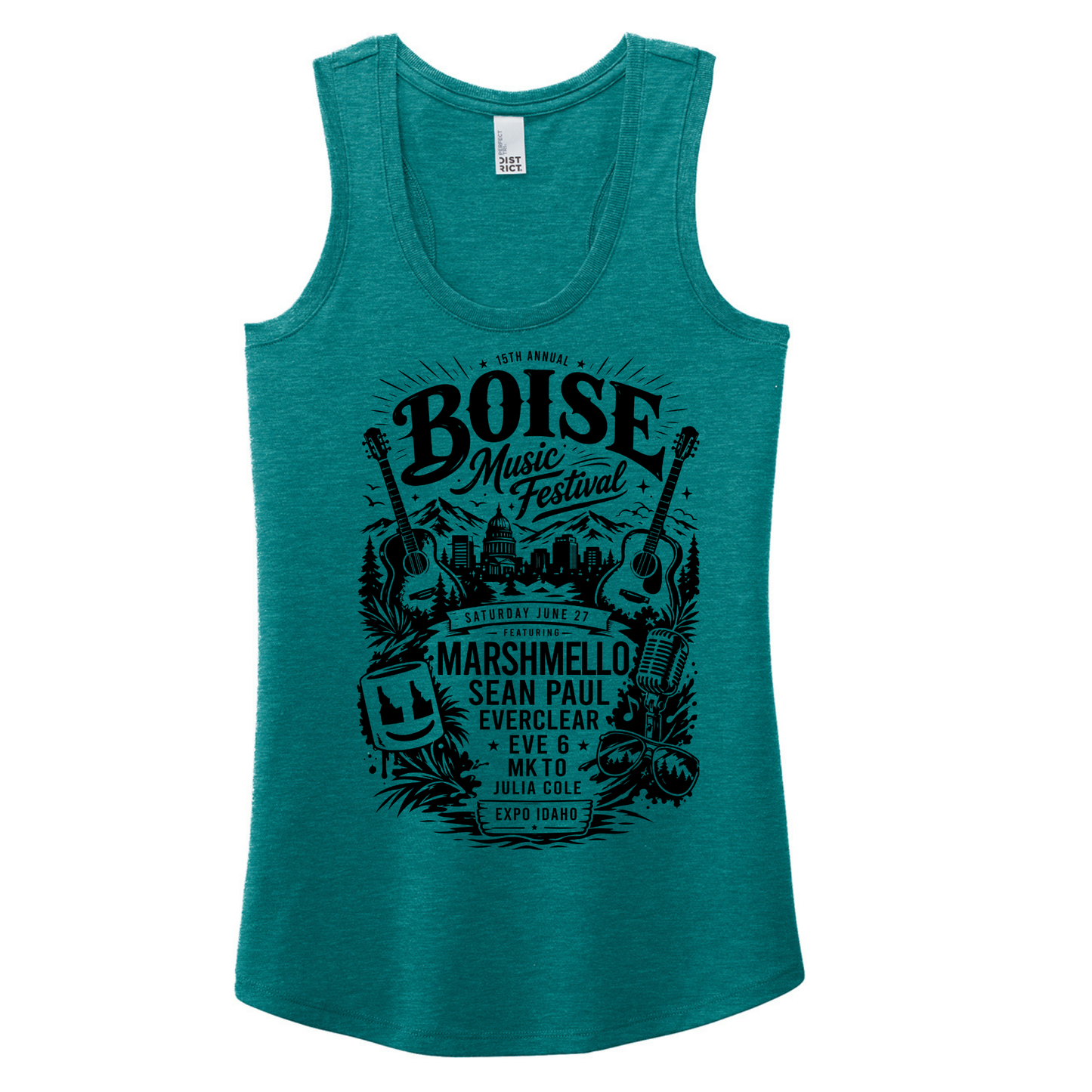 BMF 2026 - District® Women’s Perfect Tri® Racerback Tank - HEATHERED TEAL