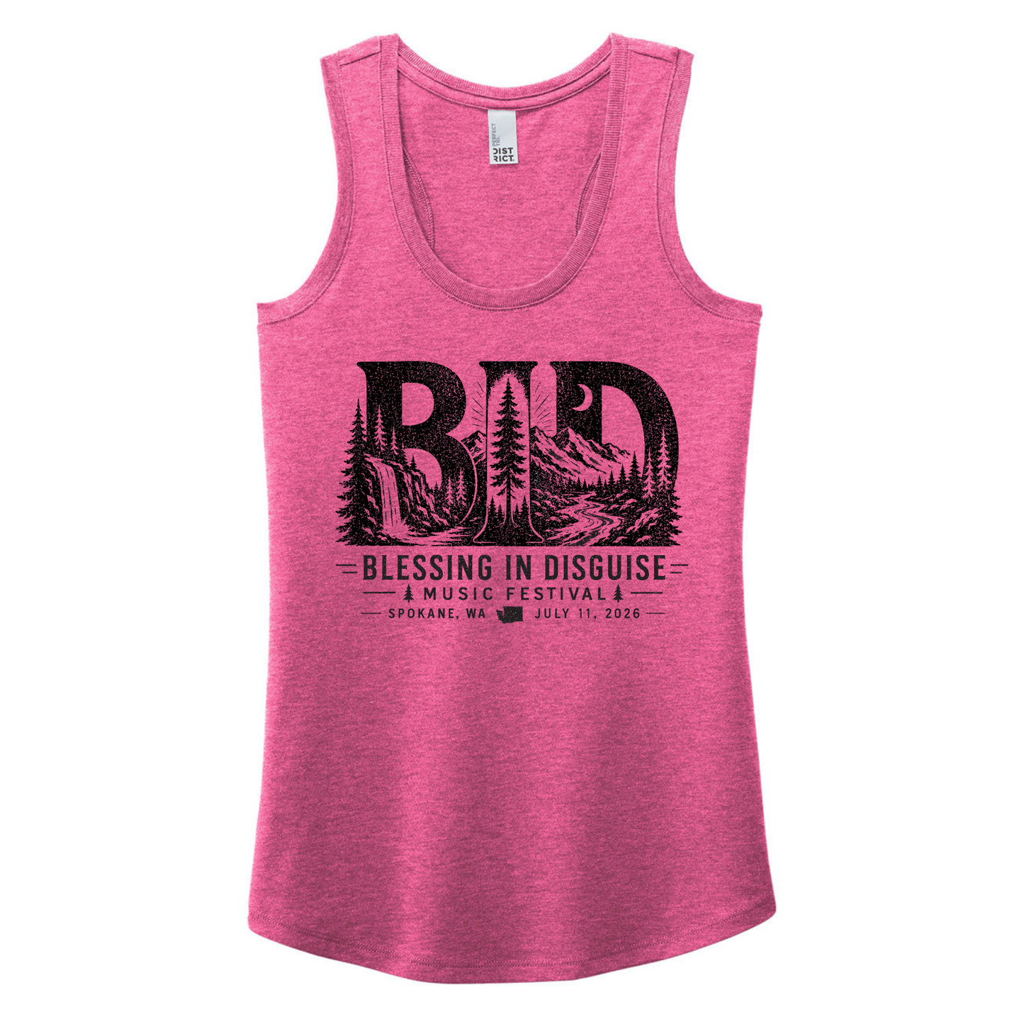 BID 2026 - District® Women’s Perfect Tri® Racerback Tank - FUCHSIA FROST