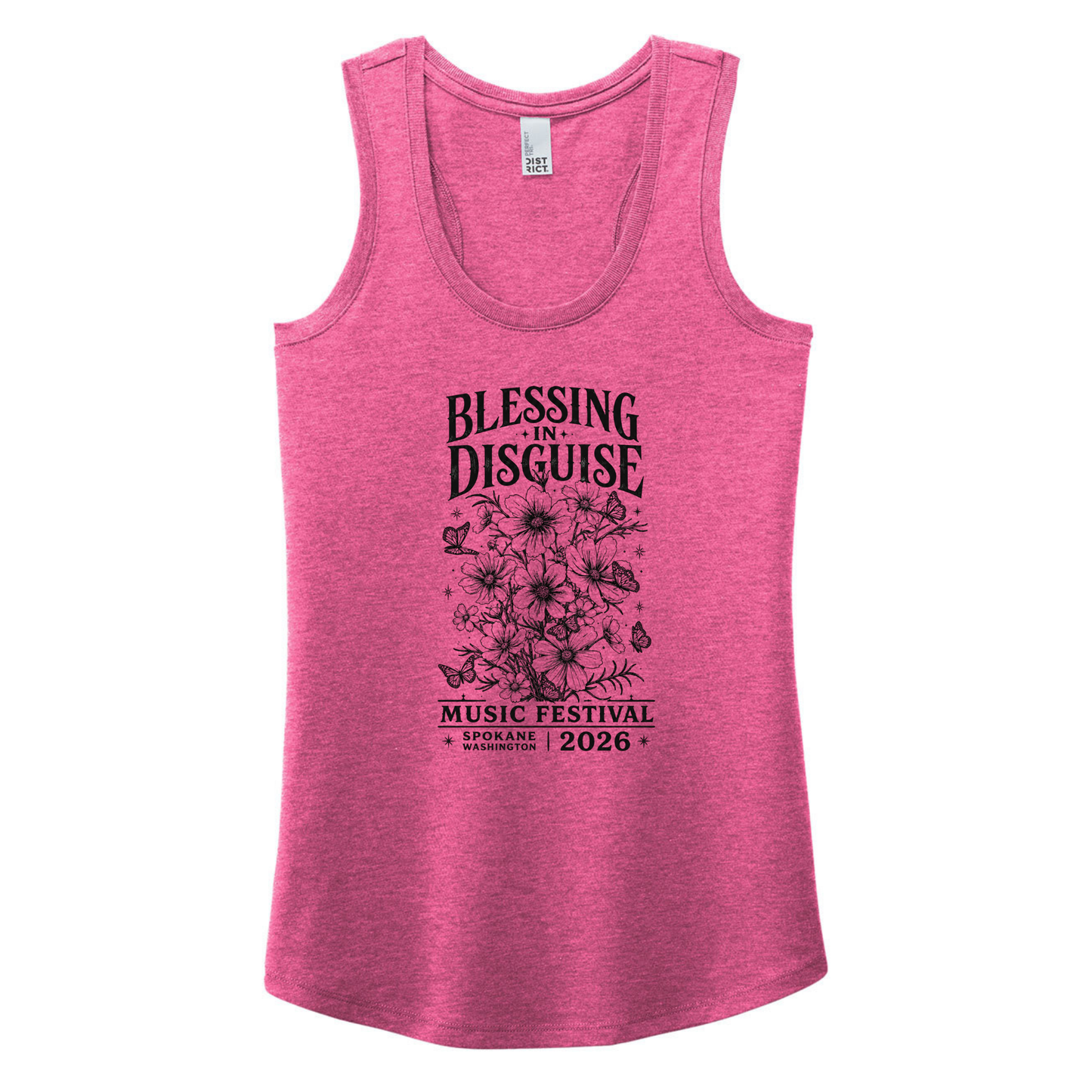 BID 2026 - District® Women’s Perfect Tri® Racerback Tank - FUCHSIA FROST