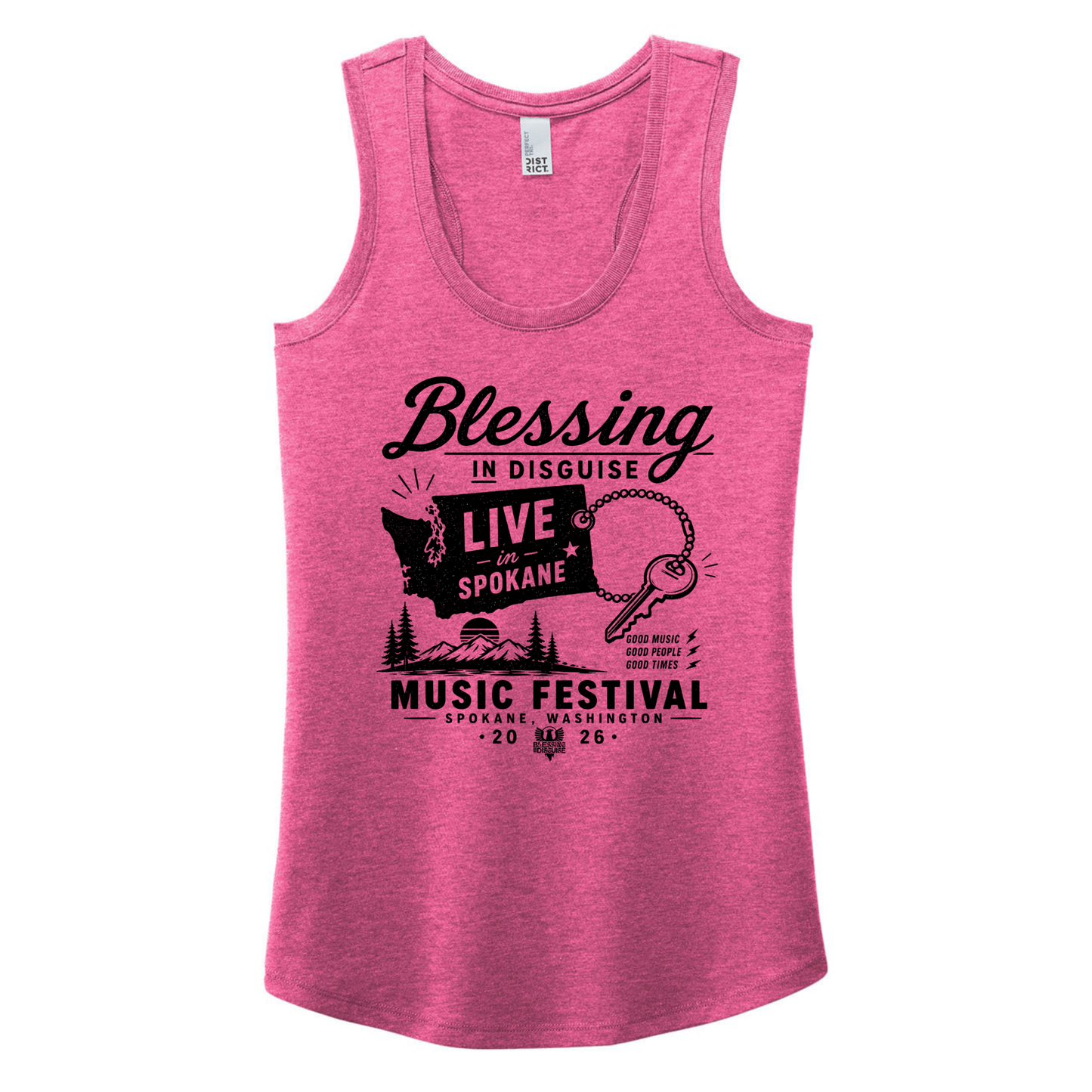 BID 2026 - District® Women’s Perfect Tri® Racerback Tank - FUCHSIA FROST