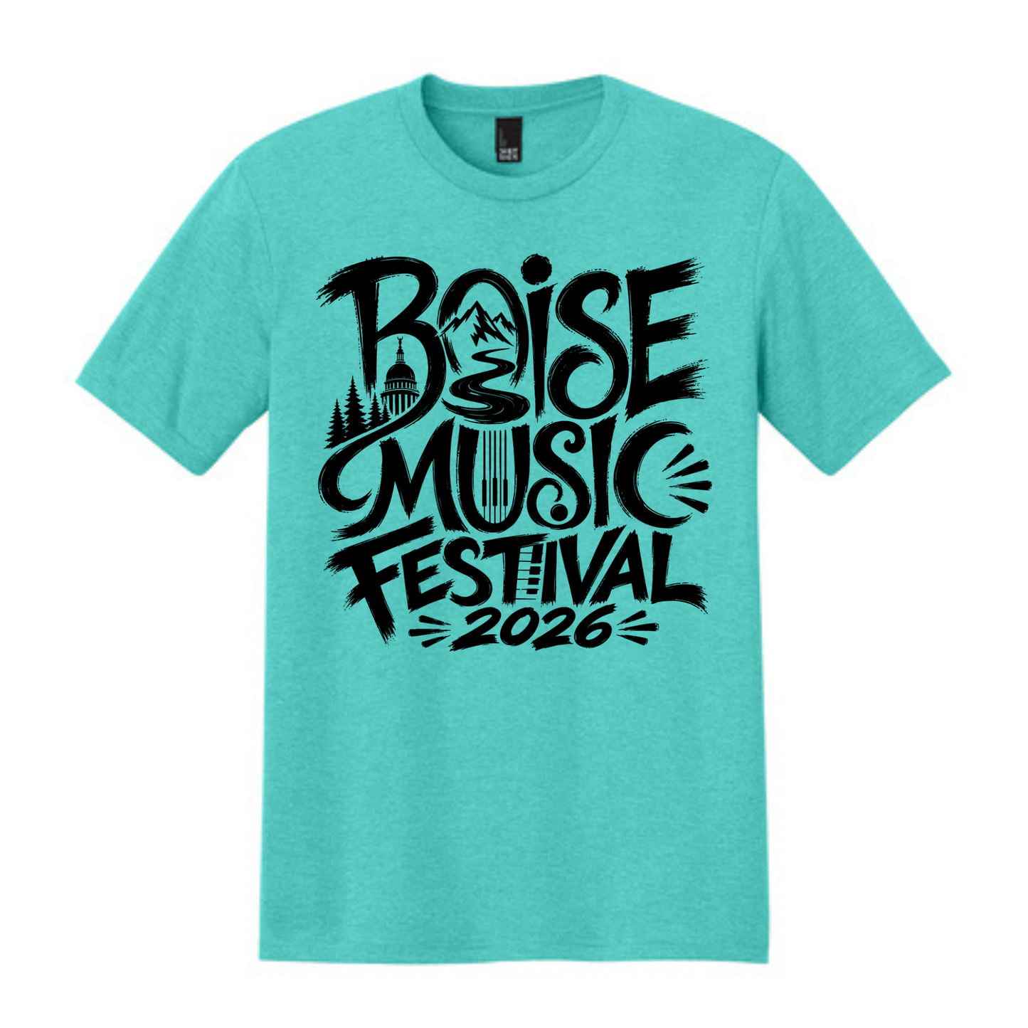 BMF 2026 - District® Perfect Tri® Tee - AQUA HEATHER