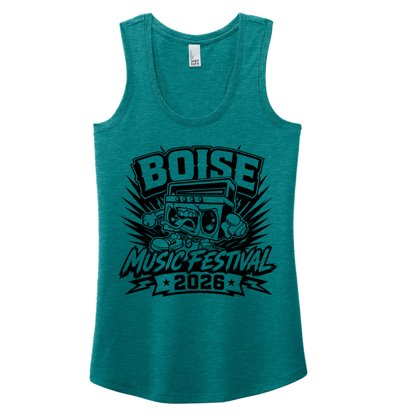 BMF 2026 - District® Women’s Perfect Tri® Racerback Tank - HEATHERED TEAL