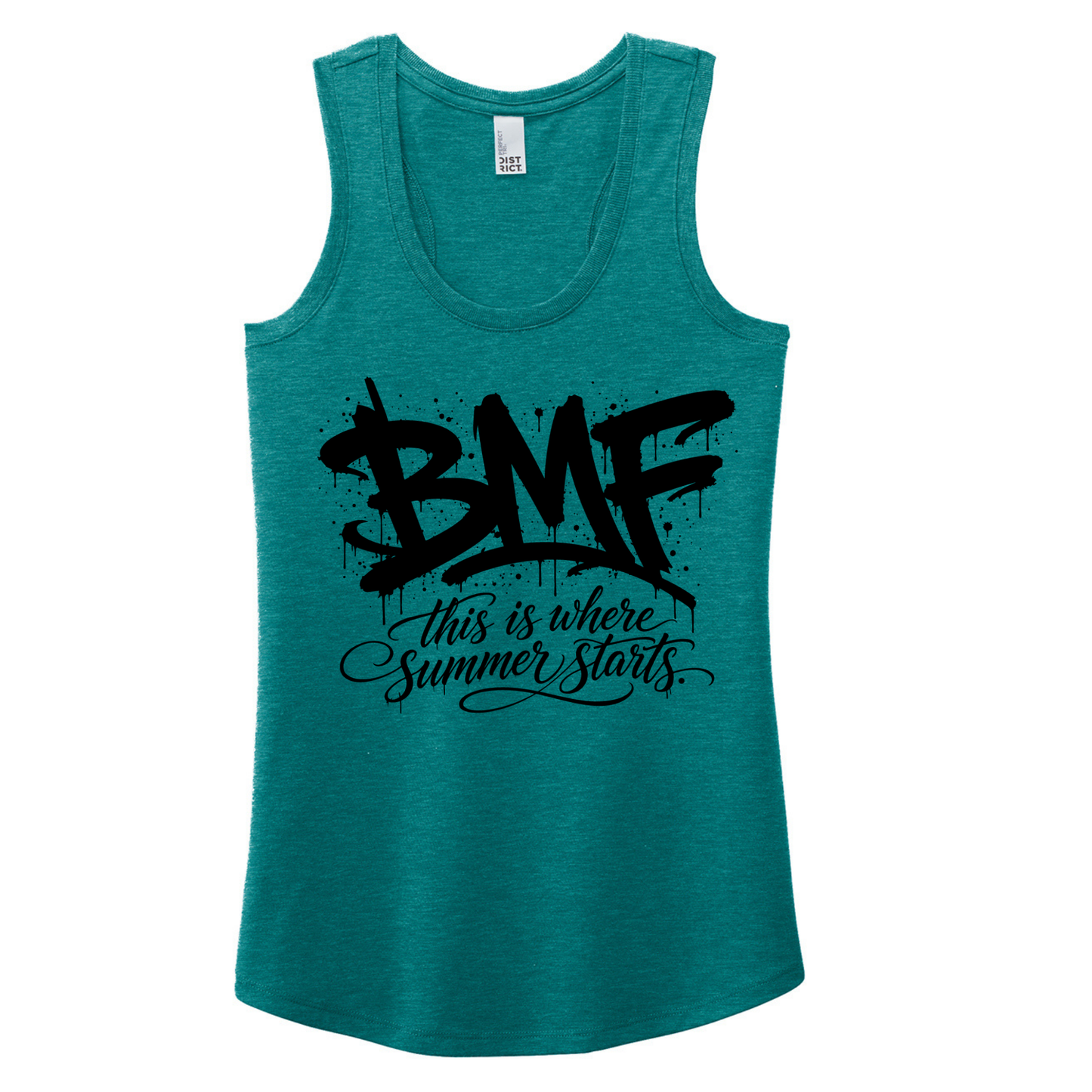BMF 2026 - District® Women’s Perfect Tri® Racerback Tank - HEATHERED TEAL