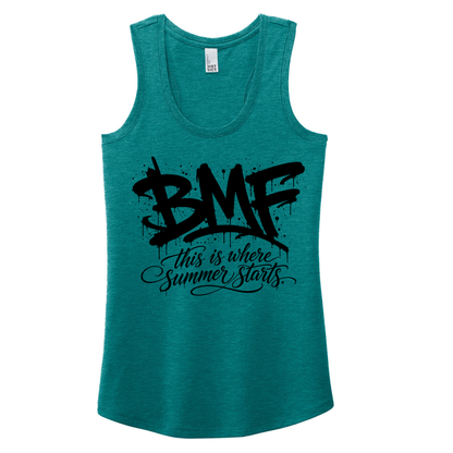 BMF 2026 - District® Women’s Perfect Tri® Racerback Tank - HEATHERED TEAL