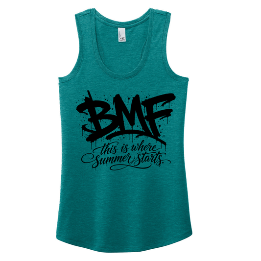 BMF 2026 - District® Women’s Perfect Tri® Racerback Tank - HEATHERED TEAL