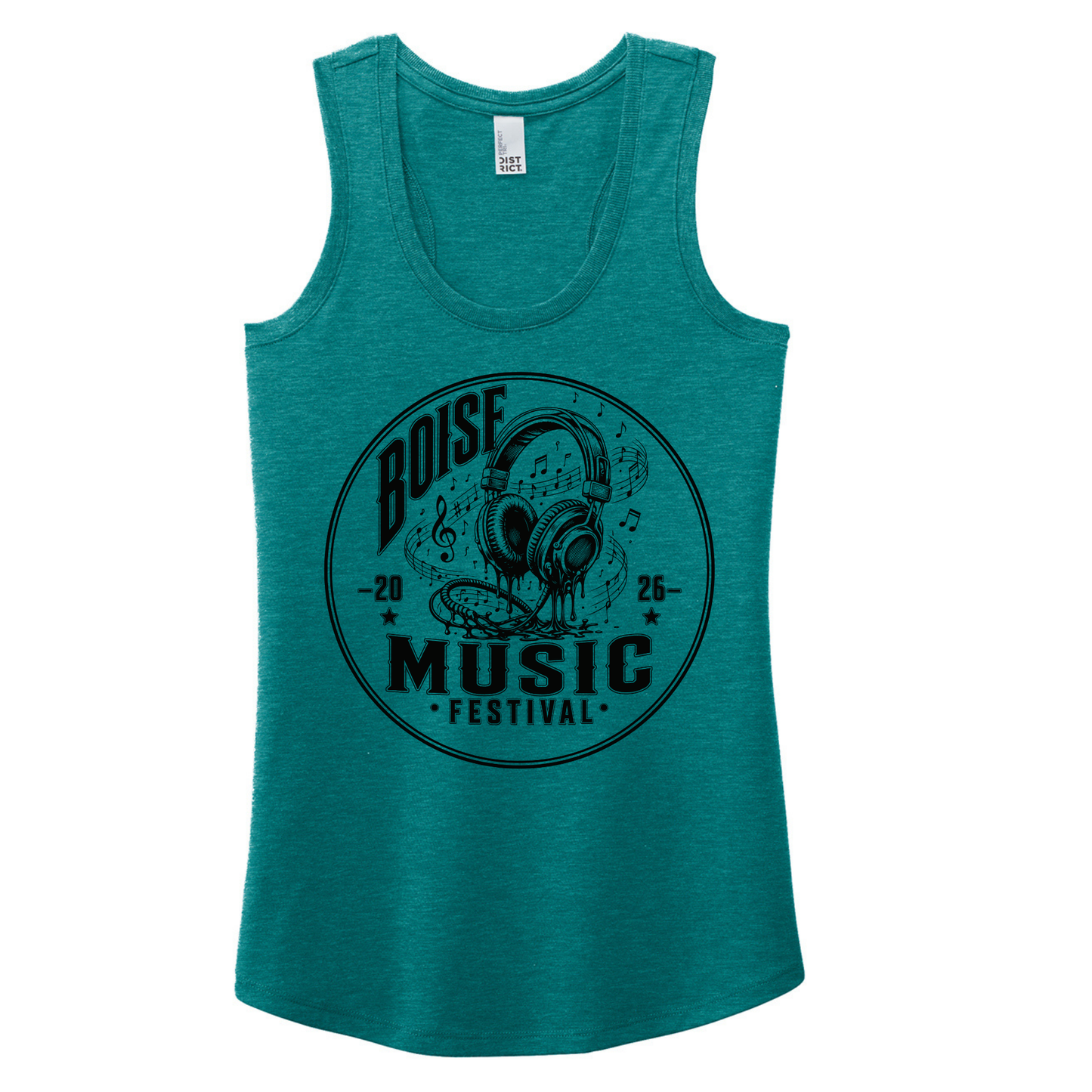 BMF 2026 - District® Women’s Perfect Tri® Racerback Tank - HEATHERED TEAL