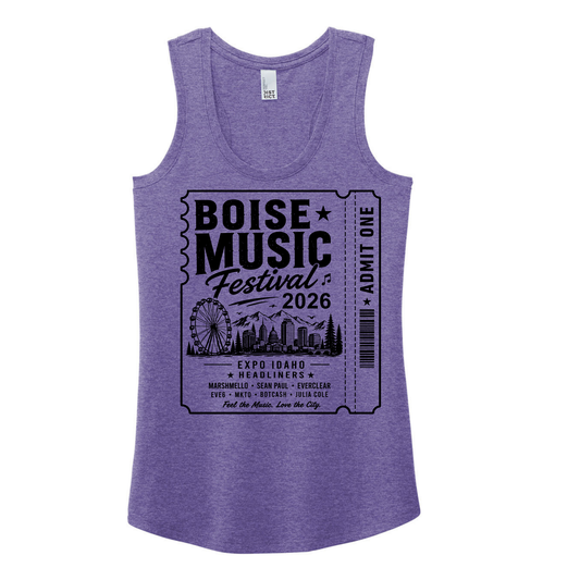 BMF 2026 - District® Women’s Perfect Tri® Racerback Tank - PURPLE FROST