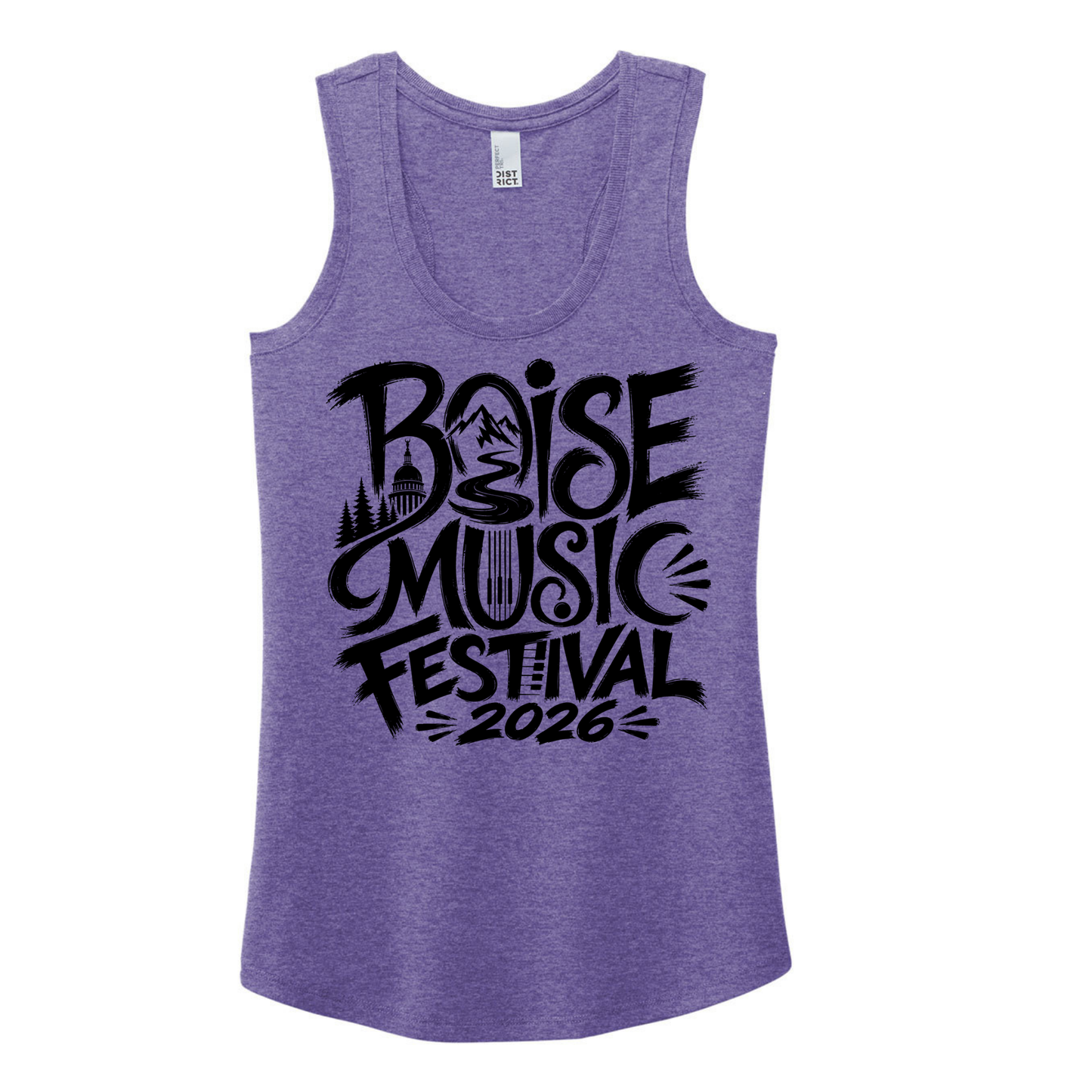 BMF 2026 - District® Women’s Perfect Tri® Racerback Tank - PURPLE FROST