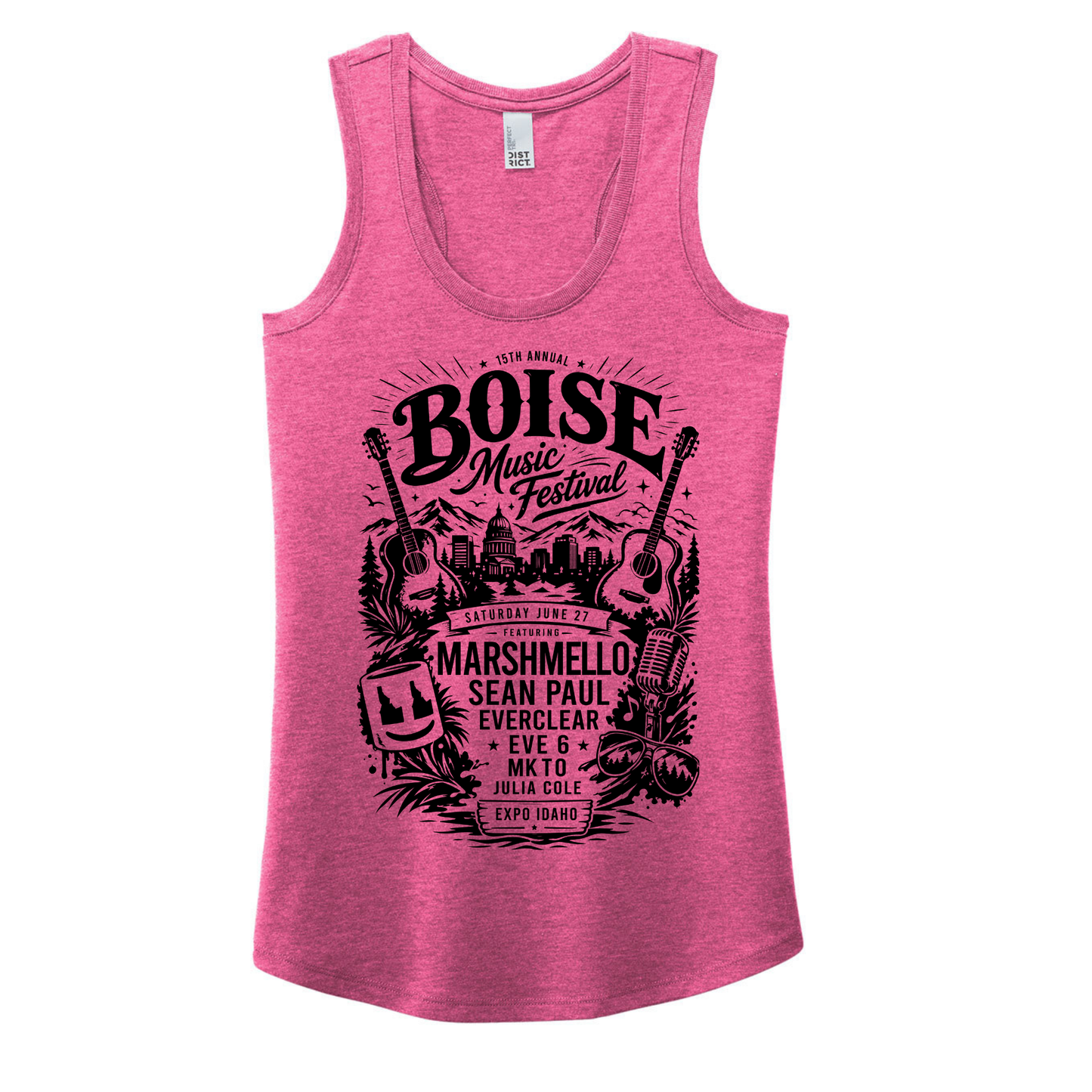 BMF 2026 - District® Women’s Perfect Tri® Racerback Tank - FUCHSIA FROST