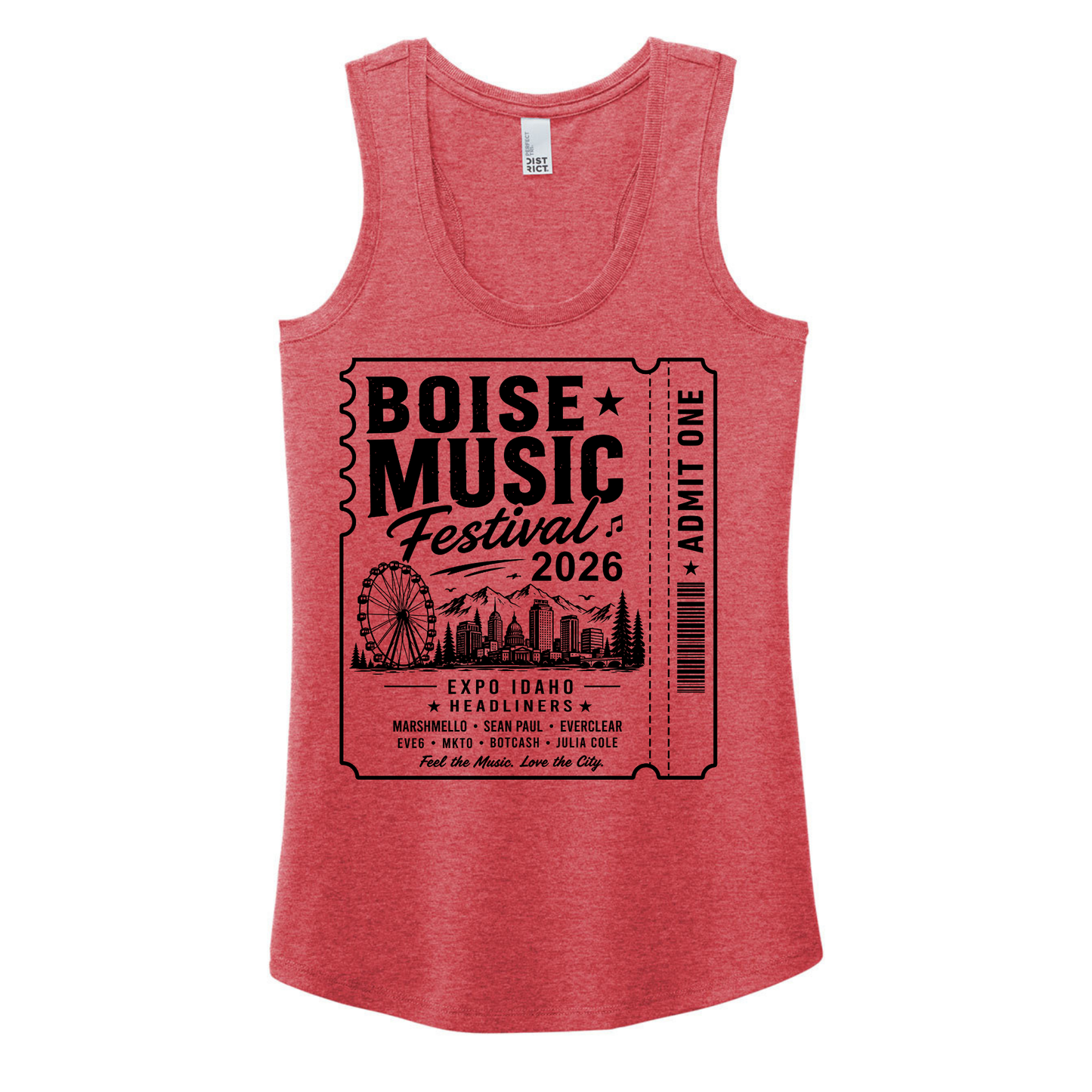 BMF 2026 - District® Women’s Perfect Tri® Racerback Tank - RED FROST