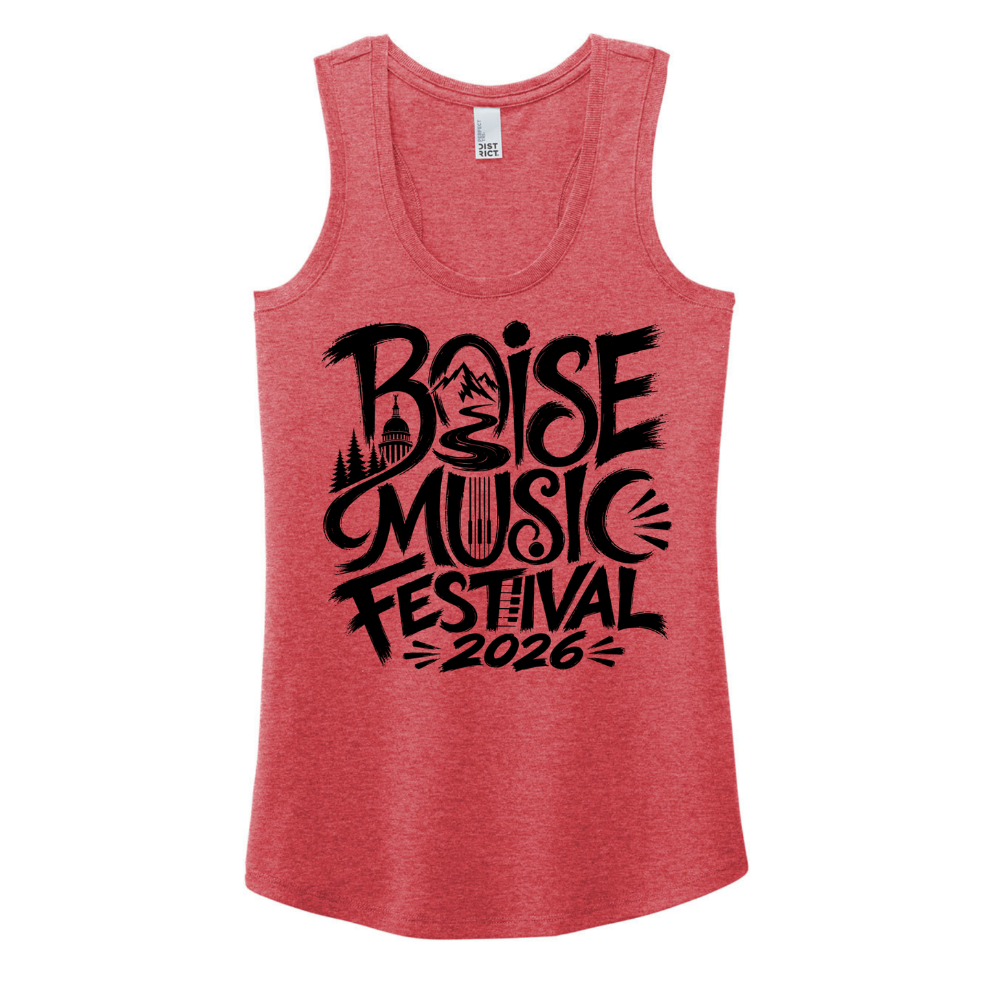 BMF 2026 - District® Women’s Perfect Tri® Racerback Tank - RED FROST
