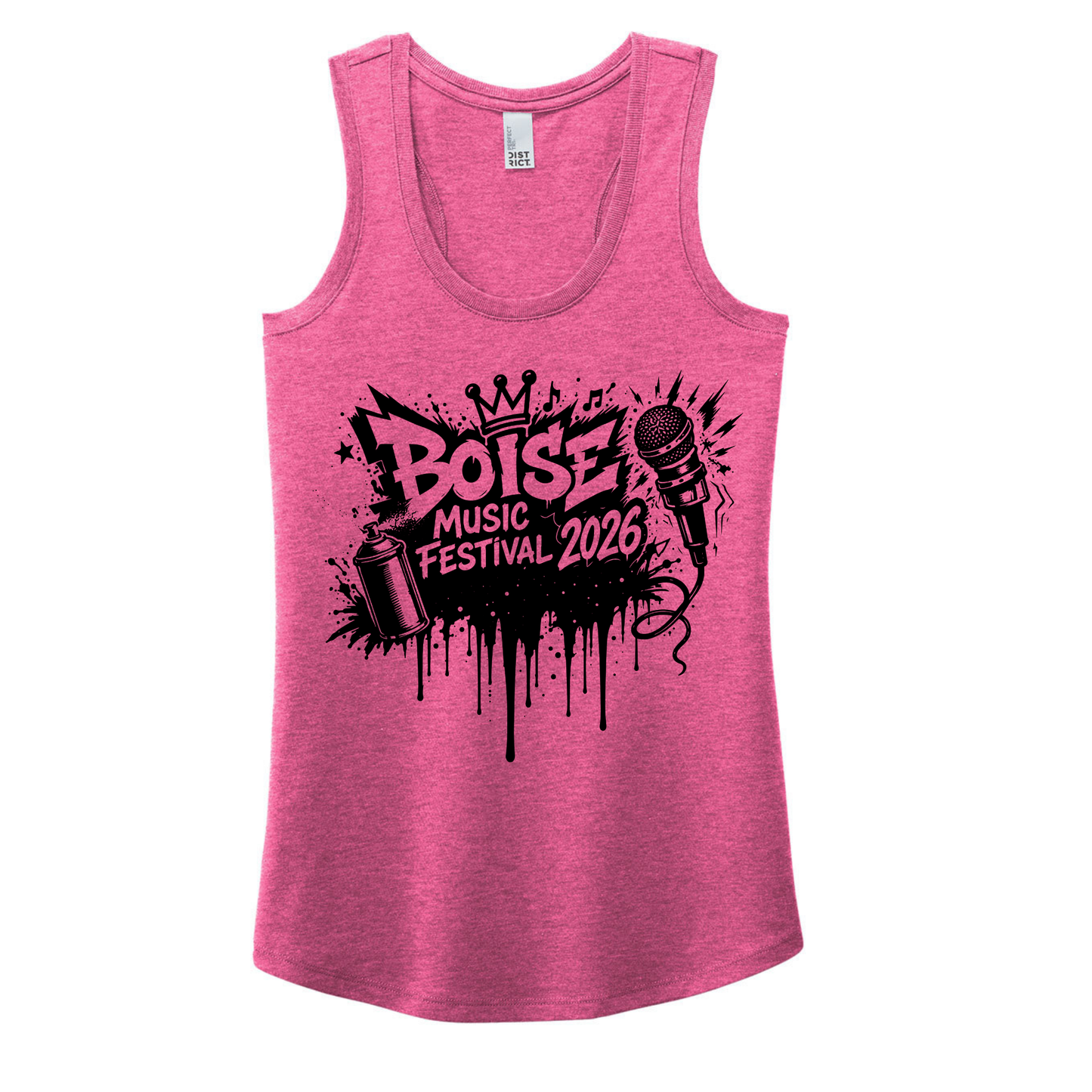 BMF 2026 - District® Women’s Perfect Tri® Racerback Tank - FUCHSIA FROST