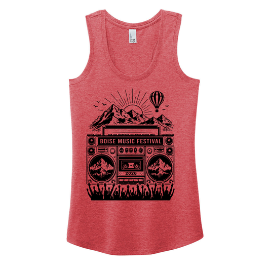 BMF 2026 - District® Women’s Perfect Tri® Racerback Tank - RED FROST