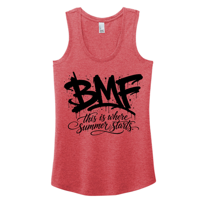 BMF 2026 - District® Women’s Perfect Tri® Racerback Tank - RED FROST